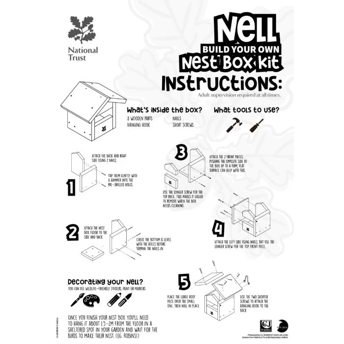 National Trust Kids Build-Your-Own Nell Nest Box Kit 10 National Trust Kids Build-Your-Own Nell Nest Box Kit - Image 8